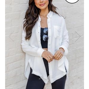 Let Me Adore You White Button Down Gauze Blouse